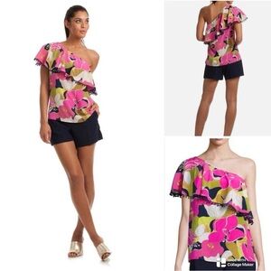 Trina Turk 100% silk one shoulder top